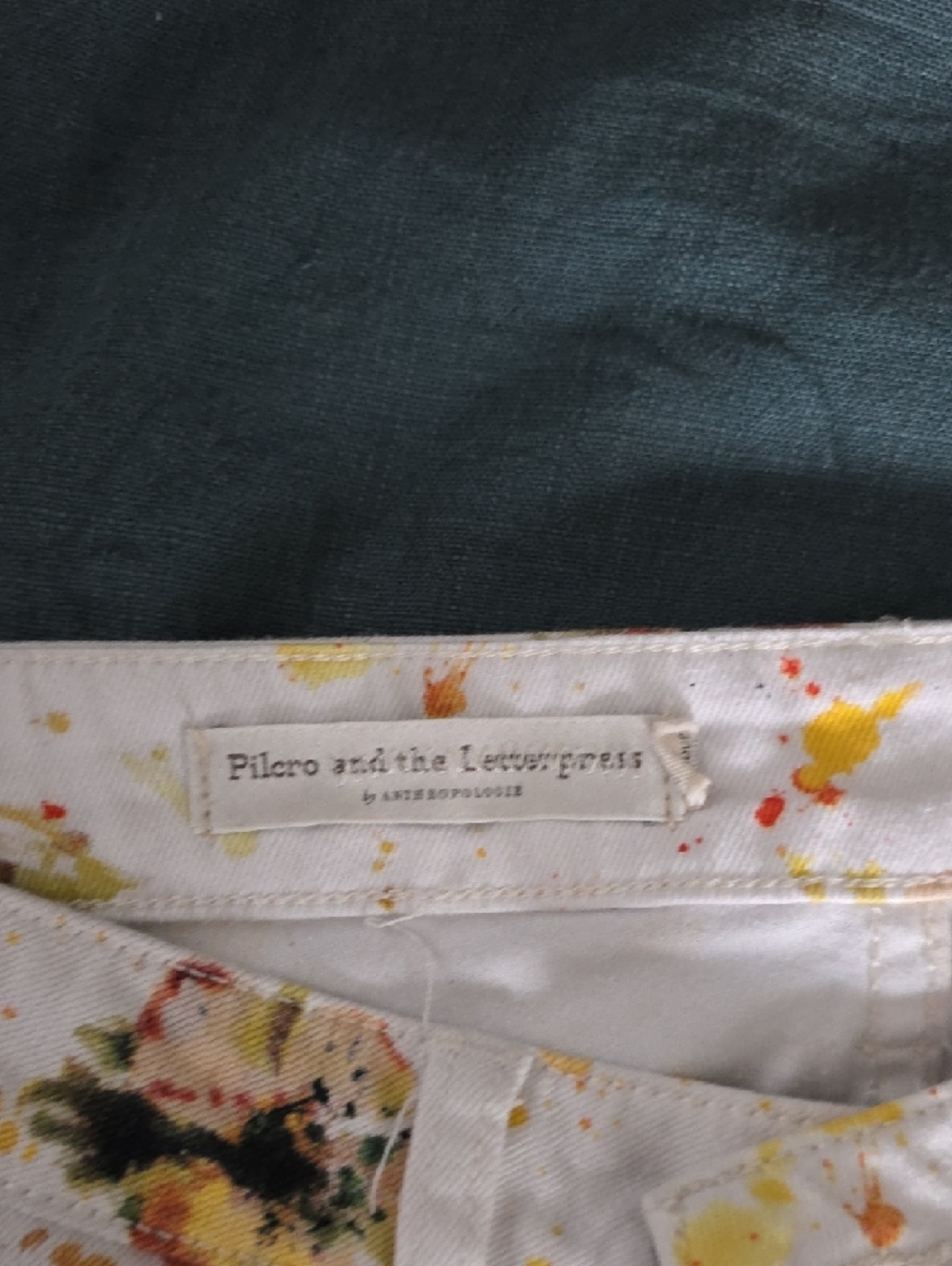 Pilcro and the Letterpress White Jeans with Yellow Lemon Floral Print - Picture 2 of 8